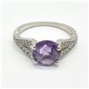 Image 3 : Silver Amethyst Cz(1.8ct) Rhodium Plated Ring (~weight 2.2g)