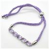 Image 1 : Silver Amethyst (4.5ct) Rhodium Plated Thread Bracelet Adjustable Bracelet (~weight 5.35g)