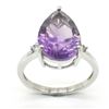 Image 1 : Silver Amethyst Lacer Cut(6.3ct) Rhodium Plated Ring (~weight 3.25g)