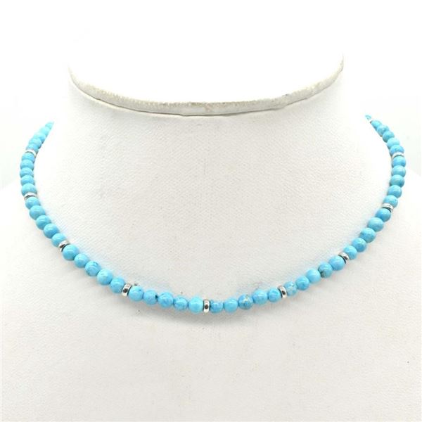 Silver Cirtified Turquoise(18.9ct) Rhodium Plated Necklace (~weight 12.5g)