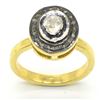 Image 1 : Gold plated Silver Cirtified Rode Cut Diamond(0.9ct) Gold And Rhodium Plated Ring (~weight 5.9g)
