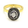 Image 3 : Gold plated Silver Cirtified Rode Cut Diamond(0.9ct) Gold And Rhodium Plated Ring (~weight 5.9g)