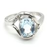 Image 3 : Silver Blue Topaz Cz(3.1ct) Rhodium Plated Ring (~weight 4.1g)
