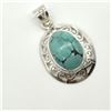 Image 2 : Silver Turquoise(9.2ct) Rhodium Plated Pendant (~weight 6.25g)