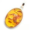 Image 3 : Silver Amber (Reconstituted)(7.2ct) Rhodium Plated Pendant (~weight 2.9g)