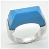 Image 1 : Silver Turquoise Men Made(13.5ct) Rhodium Plated Ring (~weight 6.7g)