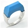 Image 2 : Silver Turquoise Men Made(13.5ct) Rhodium Plated Ring (~weight 6.7g)