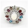 Image 3 : Silver Multi Colour Gem Stone(2.9ct) Rhodium Plated Ring (~weight 3.45g)