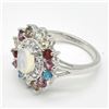 Image 5 : Silver Multi Colour Gem Stone(2.9ct) Rhodium Plated Ring (~weight 3.45g)