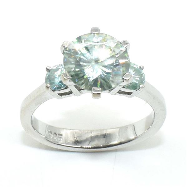 Silver Cirtified Moissanite (Round 9 & 3 Mm)(2.8ct) Rhodium Plated Test And Looks Better Than Diamon