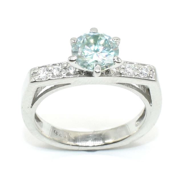 Silver Cirtified Moissanite (Round 6.5 & 1.5 Mm)(1.65ct) Rhodium Plated Test And Looks Better Than D