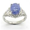 Image 1 : Silver Tanzanite(2.4ct) Rhodium Plated Ring (~weight 3.65g)