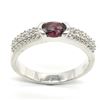 Image 1 : Silver Garnet Cz(0.9ct) Rhodium Plated Ring (~weight 2.9g)