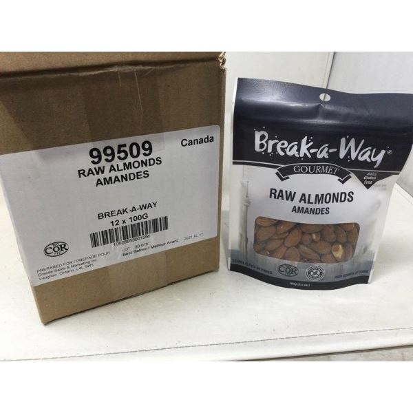 Break-a-Way Raw Almonds (12 x 100g)