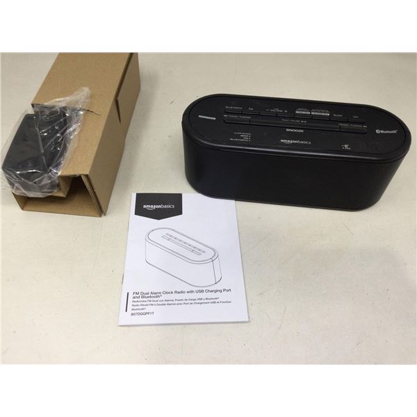 FM Dual Alarm Clock Radio with USB Charging Port and Bluetooth