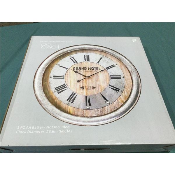 Galvanized Metal Battery Wall Clock (23.6in)
