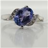 Image 1 : 10K White Gold Natural Tanzanite(1.2ct) Diamond(0.04ct) Ring (~Size 6.25) (~weight 2.1g), Made in Ca