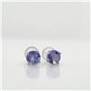 Image 1 : 14K White Gold Natural Tanzanite(1.1ct) Earrings (~weight 0.82g), Made in Canada, Appraised Retail $
