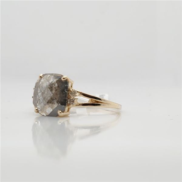 10K Yellow Gold Fancy Brown Diamond(1Ct,I1) Diamond(0.04ct) Ring (~Size 6.25) (~weight 1.2g), Made i