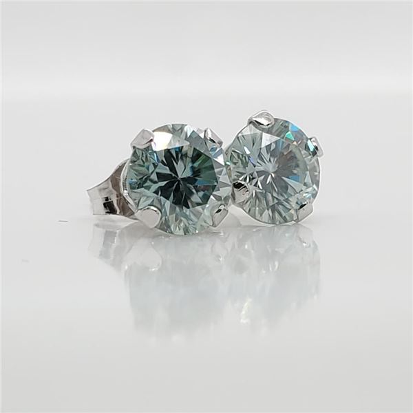 10K White Gold Moissanite(1.5ct) Earrings (~weight 0.66g), Made in Canada, Appraised Retail $1610
