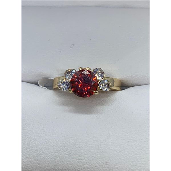 Ladies 14K GP Ruby style 1.0 carat Solitaire ring - size 9