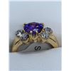 Image 3 : Ladies 14K GP Amethyst style gemstone ring with side stones. Size 6.5