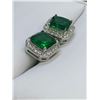 Image 2 : Stunning Silver mounted Emerald style earrings with multi stone boarder