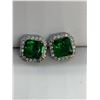 Image 3 : Stunning Silver mounted Emerald style earrings with multi stone boarder