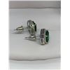 Image 4 : Stunning Silver mounted Emerald style earrings with multi stone boarder