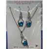 Image 1 : Blue topaz heart in bottle earrings and necklace set