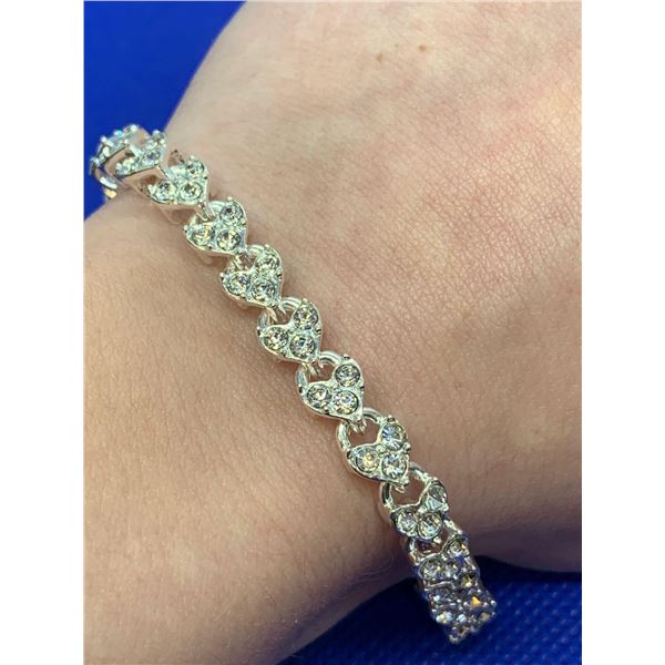 Ladies Heart Lock multi stone tennis bracelet