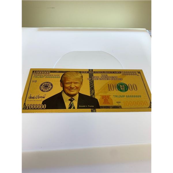 Donald Trump Commemorative Gold plated Federal Reserve 1 million dollar collectible Note