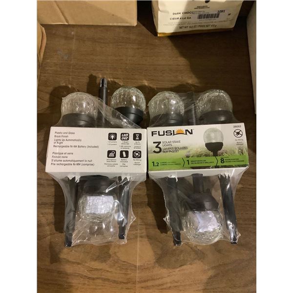 Fusion Solar Stake Lights 3-Pack Lot of 2