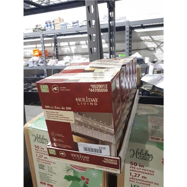 Holiday Living 9ft Warm White LED Twinkling Icicle Lights Lot of 6