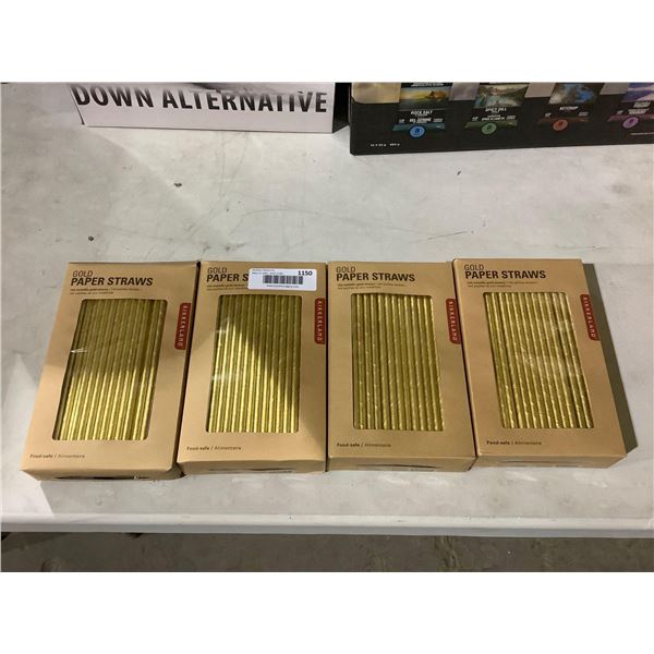 Kikkerland Paper Straws (Set of 144) Gold Color Lot of 4