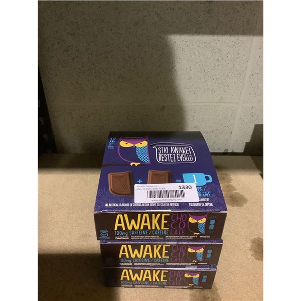 Stay Awake Caffeinated Chocolate (12 x 27g) Lot of 3