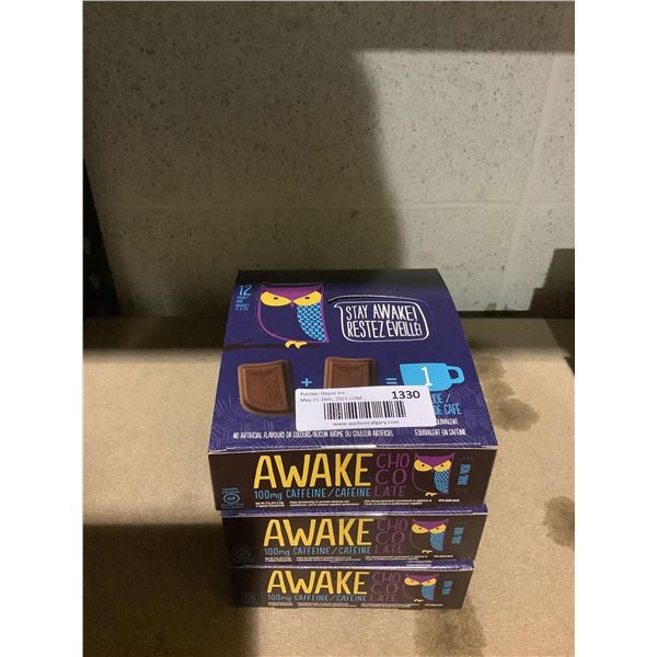 Stay Awake Caffeinated Chocolate (12 x 27g) Lot of 3