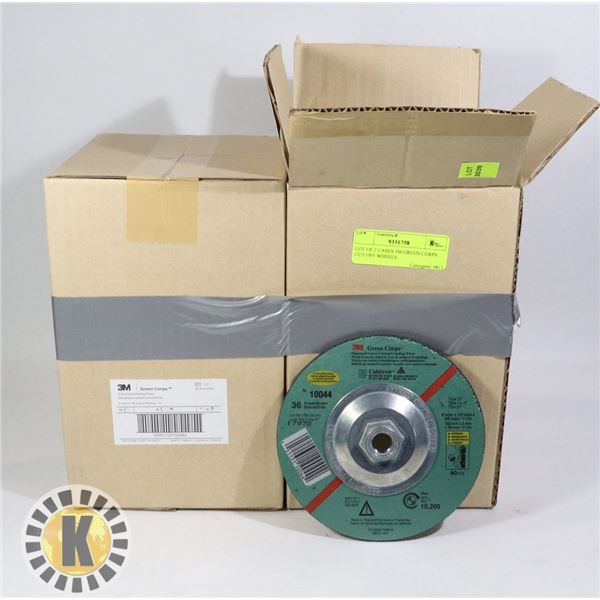 LOT OF 2 CASES 3M GREEN CORPS CUT OFF WHEELS