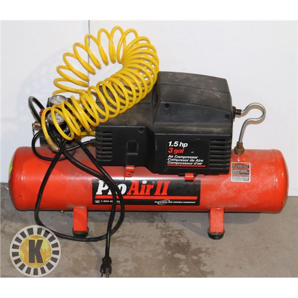 PRO AIR 2;  1.5HP, 3GAL  AIR COMPRESSOR