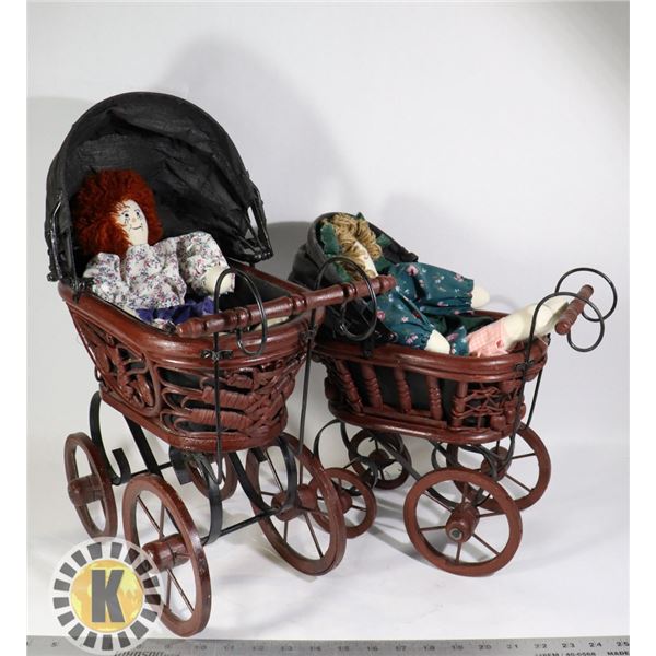 2 DECORATIVE ART PIECES- BABY DOLL IN A CART