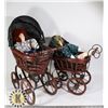 Image 1 : 2 DECORATIVE ART PIECES- BABY DOLL IN A CART