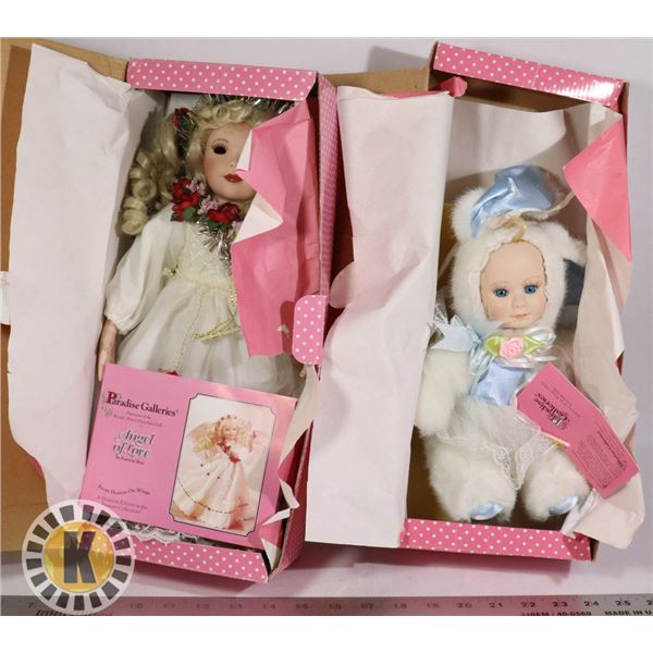 TWO VINTAGE PORCELAIN DOLLS