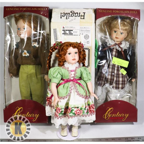 THREE VINTAGE PORCELAIN DOLLS