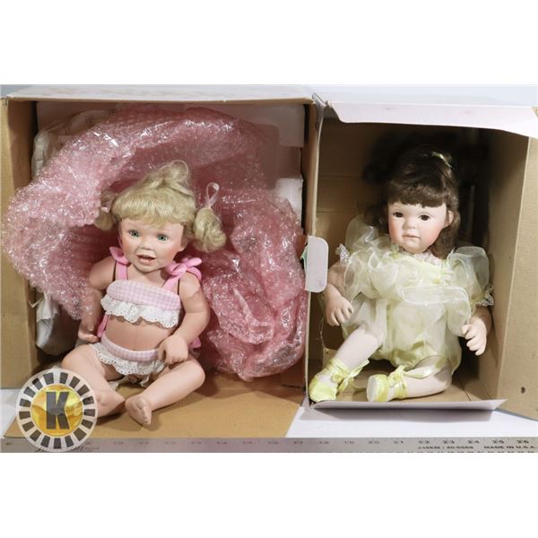 TWO VINTAGE PORCELAIN DOLLS