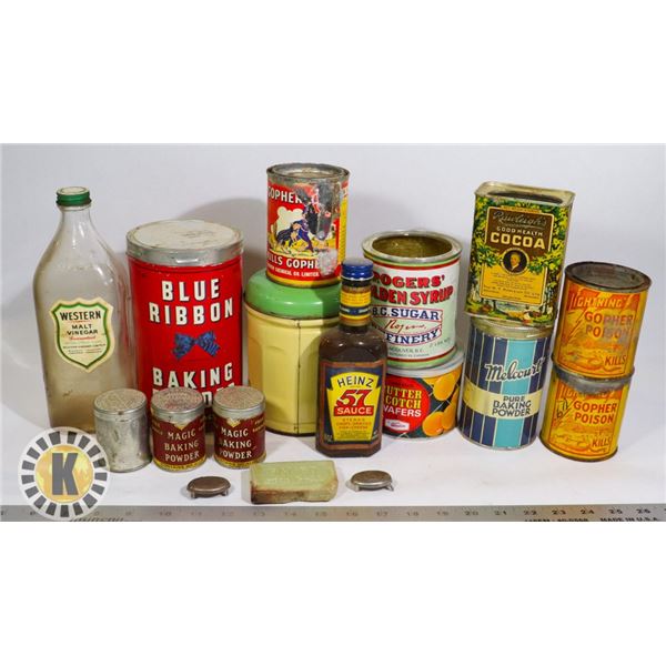 BOX OF VINTAGE CANS- COOKING PRODUCTS