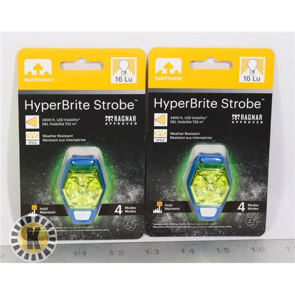 TWO NEW 4 MODE LED HYPER BRITE STROBE CLIP ON LIGHT