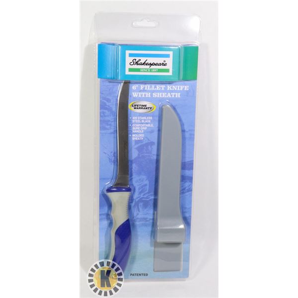 NEW SHAKESPEARE 6" FILLET KNIFE WITH SHEATH