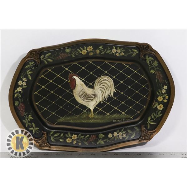HAND PAINTED ROOSTER TRAY