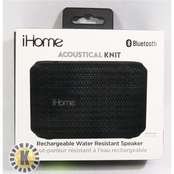 IHOME ACOUSTICAL KNIT RECHARGEABLE WATER RESISTANT