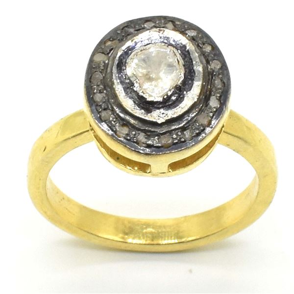 GOLD PLATED SILVER CERTIFIED RODE CUT DIAMOND